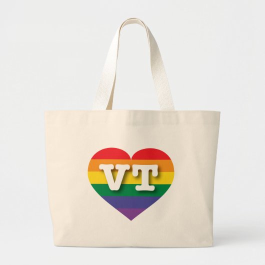 Ik hou van Vermont Rainbow Heart Grote Tote Bag (Voorkant)