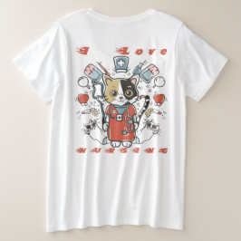Ik hou van verpleegkunde - Cat Nurse Grote Maat T-shirt