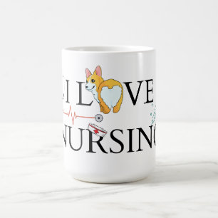 Ik hou van verpleegkunde Corgi Mok