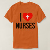 Ik hou van verpleegsters medisch hart kruis t-shirt (Design voorkant)