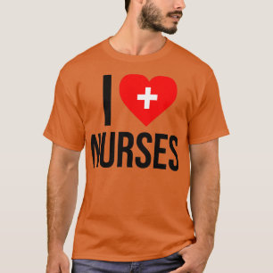 Ik hou van verpleegsters medisch hart kruis t-shirt