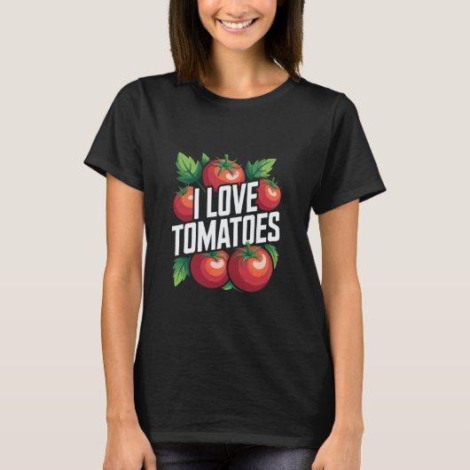 Ik hou van verse tomaten Vegan Statement T-shirt (Voorkant)