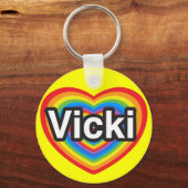 Ik hou van Vicki. Ik hou van je Vicki. Hart Sleutelhanger (Voorkant)