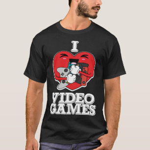 Ik hou van videogames gamer meisje of jongen tiene t-shirt