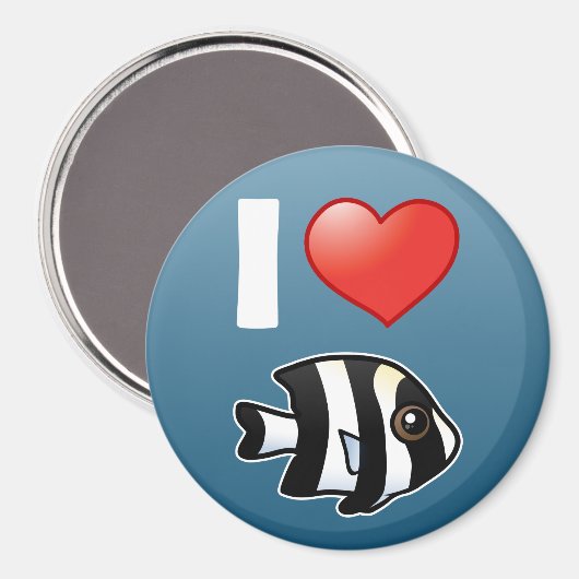 Ik hou van Vier Stripe Damselfish Magneet (Voorkant / Achterkant)