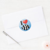 Ik hou van Vier Stripe Damselfish Ronde Sticker (Envelop)