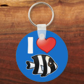 Ik hou van Vier Stripe Damselfish Sleutelhanger (Voorkant)