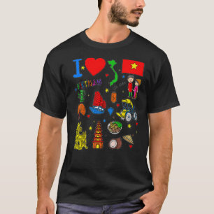 Ik hou van Vietnam Handgetekende Vietnamese Landma T-shirt