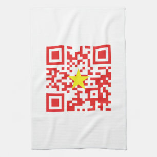 Ik hou van Vietnam (Tôi Yêu Việt Nam) Vlag QR-code Theedoek