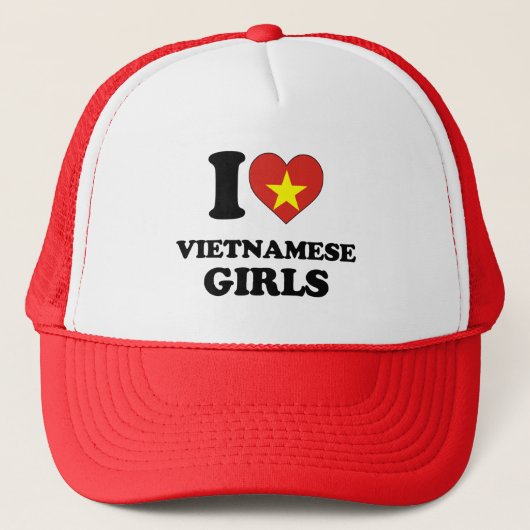 Ik hou van Vietnamese meisjes Trucker Pet (Voorkant)
