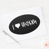 Ik hou van Vikingen! +{ Runes}+ Ovale Sticker (Envelop)