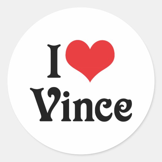 Ik hou van Vince Ronde Sticker (Voorkant)