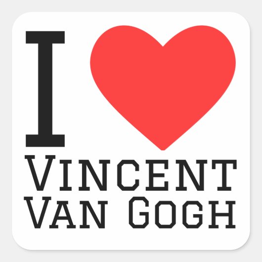 Ik hou van Vincent Van Gogh Vierkante Sticker (Voorkant)