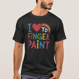 Ik Hou Van Vinger Schilderen Klas Kunst Kinderen M T-shirt