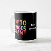 Ik hou van vingerverf Schattigee & grappige Valent Koffiemok (Voorkant links)