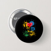 Ik hou van vingerverf stel kunstleraar Vinger  Ronde Button 5,7 Cm (Voorkant /achterkant)
