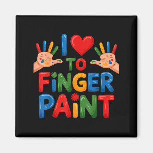 Ik hou van vingerverven koppels Kunstleraar Vinger Magneet