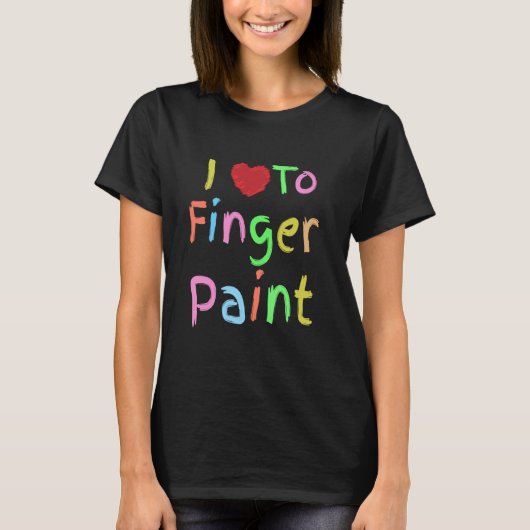 Ik hou van vingerverven shirt bijpassende shirts V (Voorkant)