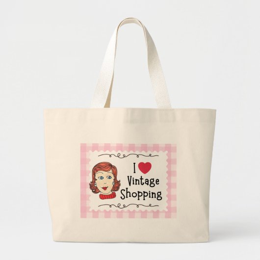 Ik hou van Vintage Boodschappentas Grote Tote Bag (Voorkant)