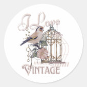 Ik hou van Vintage Ronde Sticker (Voorkant)
