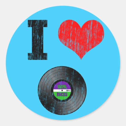 Ik hou van vinylrecords ronde sticker (Voorkant)