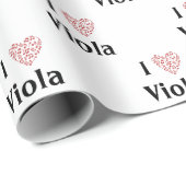 Ik hou van Viola Alto Clef Rood Hart van Muzieknot Cadeaupapier (Rol Hoek)