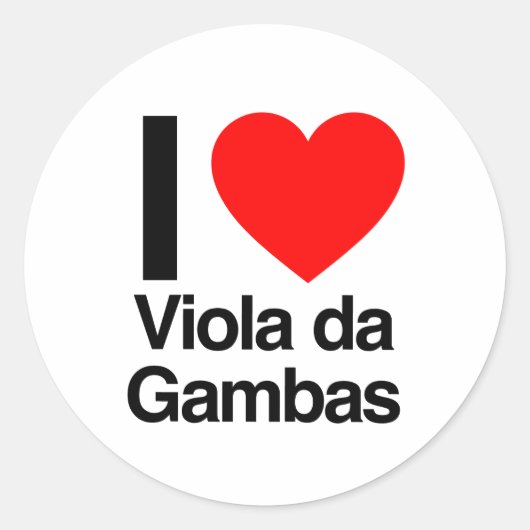 ik hou van viola da gambas ronde sticker (Voorkant)