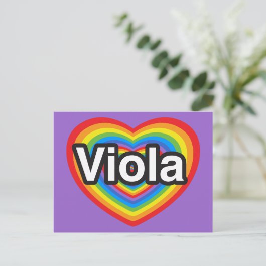 Ik hou van Viola. Ik hou van je Viola. Hart Briefkaart (Staand voorkant)