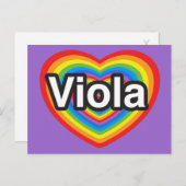 Ik hou van Viola. Ik hou van je Viola. Hart Briefkaart (Voorkant / Achterkant)