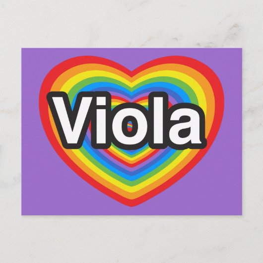 Ik hou van Viola. Ik hou van je Viola. Hart Briefkaart (Voorkant)