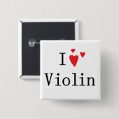 Ik hou van Violin Vierkante Button 5,1 Cm (Voorkant /achterkant)
