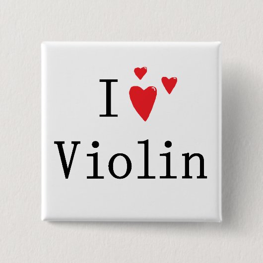 Ik hou van Violin Vierkante Button 5,1 Cm (Voorkant)