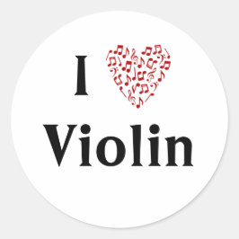 Ik hou van viool Rode hart van muzieknoten Ronde Sticker