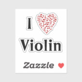 Ik hou van vioolrood hart van Muzieknoten Vinyl Sticker (Vel)