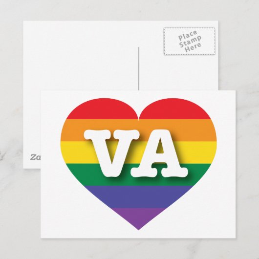 Ik hou van Virginia Rainbow Heart Briefkaart (Voorkant / Achterkant)