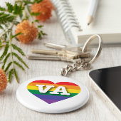 Ik hou van Virginia Rainbow Heart Sleutelhanger (Zijkant)