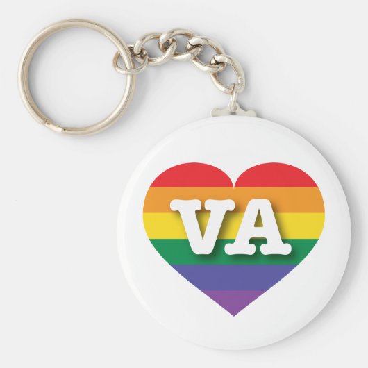 Ik hou van Virginia Rainbow Heart Sleutelhanger (Voorkant)