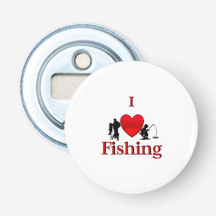 Ik hou van vissen button flesopener