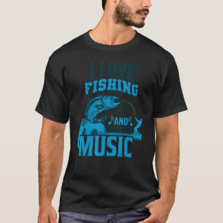 Ik hou van vissen en countrymuziek t-shirt