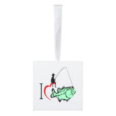 Ik hou van vissen met een rood hart decoratie (Rechts)