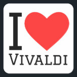 Ik hou van vivaldi vierkante sticker<br><div class="desc">Ik hou van vivaldi ,  voor klassieke muziekliefhebbers</div>