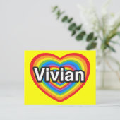 Ik hou van Vivian. Ik hou van je Vivian. Hart Briefkaart (Staand voorkant)