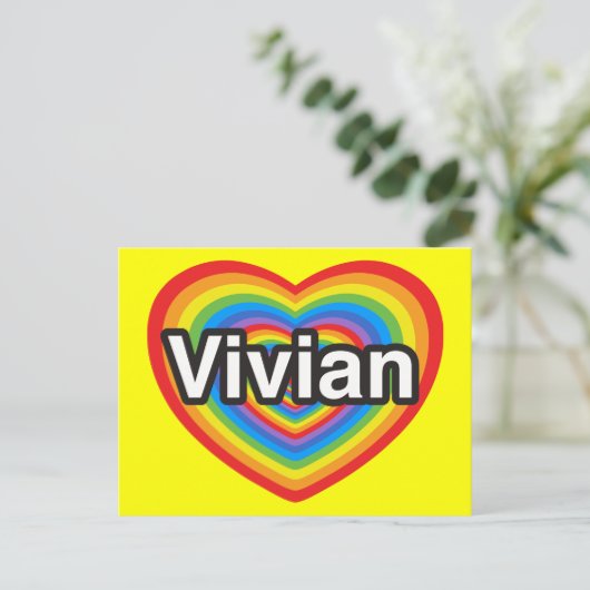 Ik hou van Vivian. Ik hou van je Vivian. Hart Briefkaart (Staand voorkant)