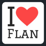 Ik hou van vlaai vierkante sticker<br><div class="desc">Ik hou van vlaai,  voor voedselliefhebbers</div>