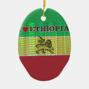 Ik hou van vlag - Liefde Ethiopië   Rood Goud Groe Keramisch Ornament