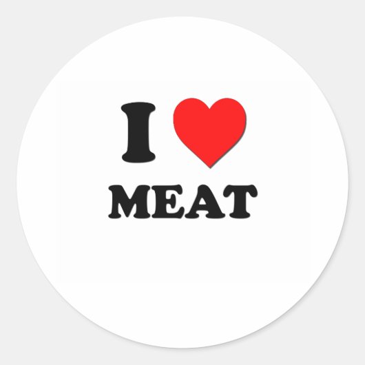 Ik hou van vlees ronde sticker (Voorkant)