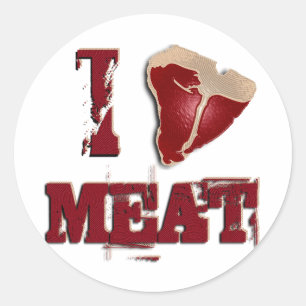 Ik hou van vlees ronde sticker