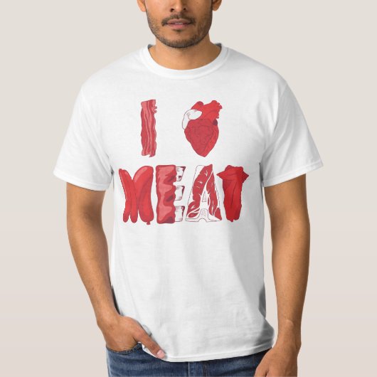 Ik hou van vlees T-shirt (Voorkant)