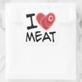 Ik hou van vlees vierkante sticker (Tas)