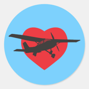 Ik hou van vliegtuigen ronde sticker